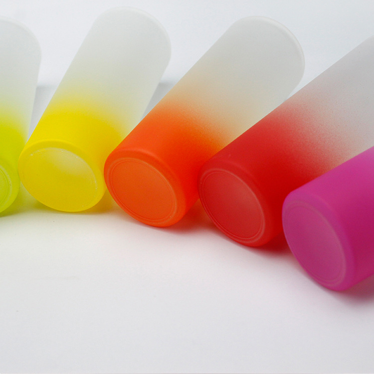 9 Colors IN STOCKS Sublimation Wine Glasses 3oz Ombre Colored Frosted Shot Glass with Gradient Colorful Bottom Heat Transfer Printing Clear Champagne 