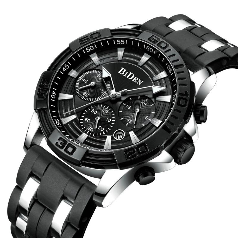 Montres-bracelets Biden Mode Sports Montres Hommes Strap Silicone Quartz Montres Imperméable Business Chronograph Clock Homme Montre-bracelet