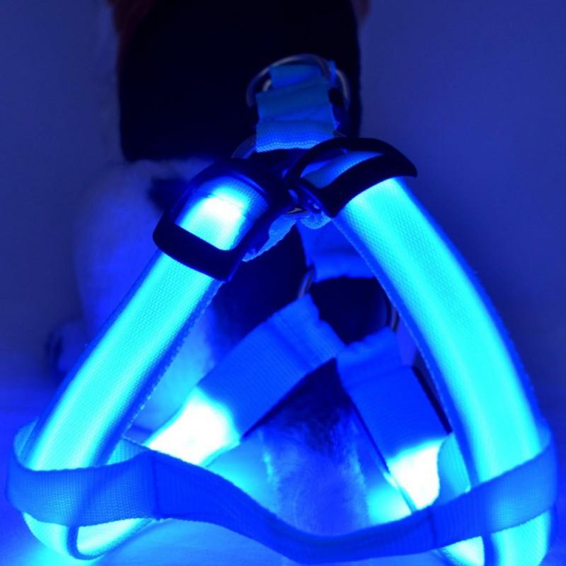 Dog Collars & Leashes USB LED Harness Pet Cat Collar Vest Safety Lighted Dogs Luminous Fluorescent