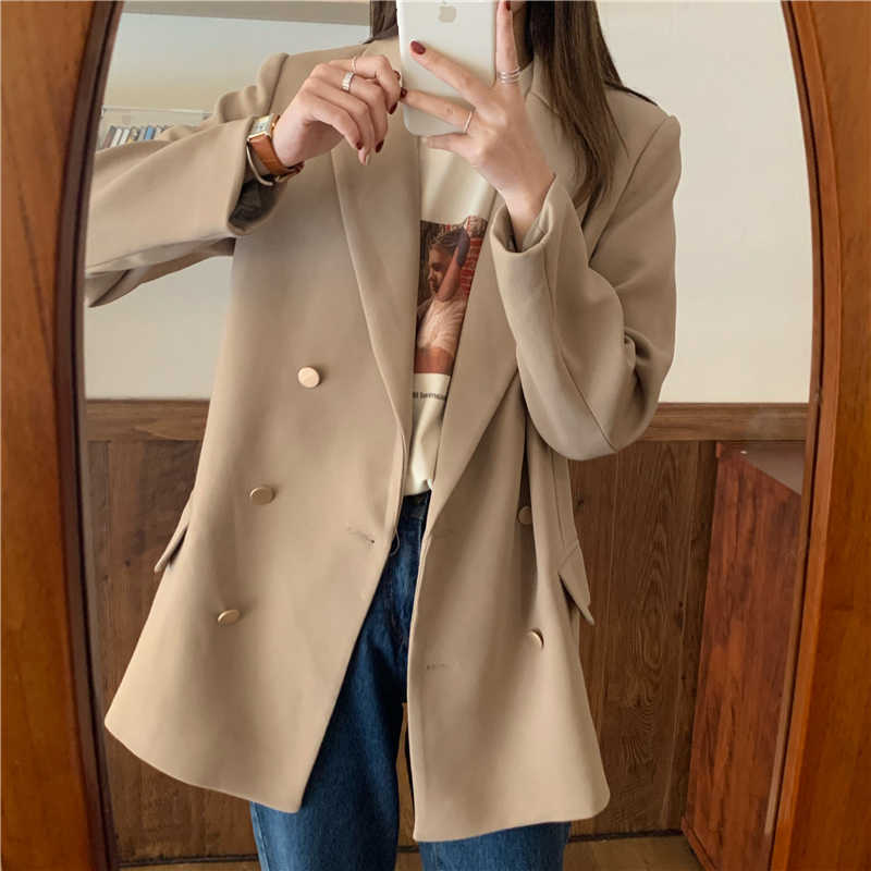Spring Double Breasted Blazer Women Elegant Black Jacket Korean Style Ladies Casual Blazer 210604
Spring Double Breasted Blazer Women Elegant Black Jacket Korean Style Ladies Casual Blazer 210604