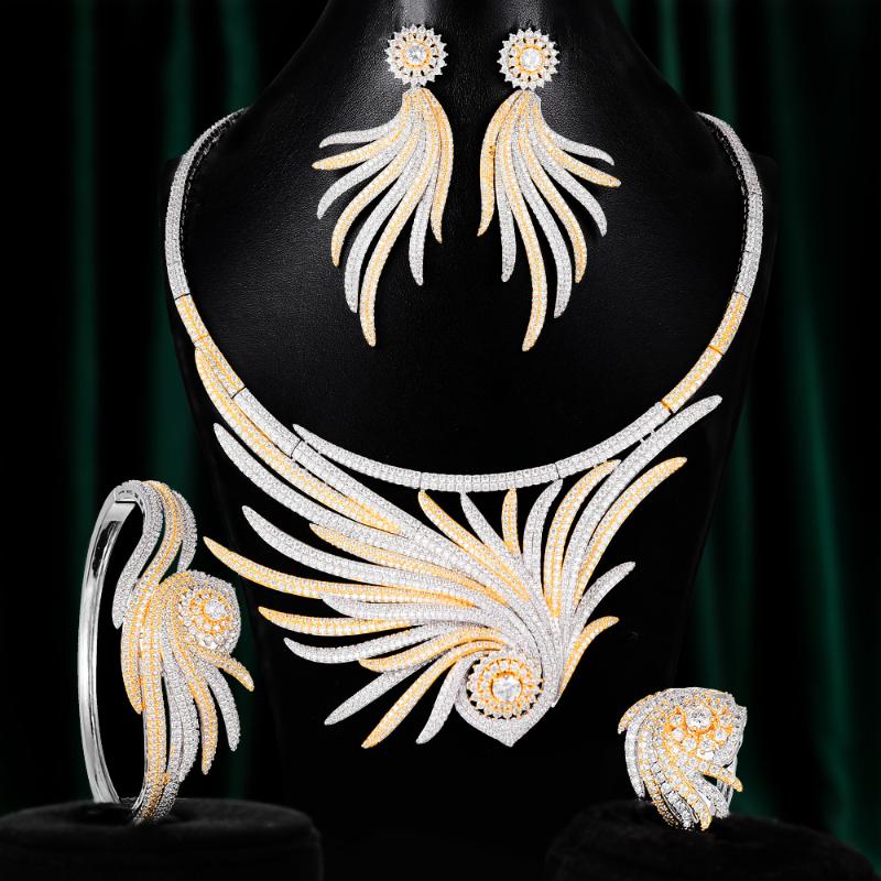 Earrings & Necklace GODKI Lucky Eye 4PCS Feather Nigerian Jewelry Set For Women Wedding Engagement Party Cubic Zircon Dubai Bridal 2021, Silver
Earrings & Necklace GODKI Lucky Eye 4PCS Feather Nigerian Jewelry Set For Women Wedding Engagement Party Cubic Zircon Dubai Bridal 2021, Silver
