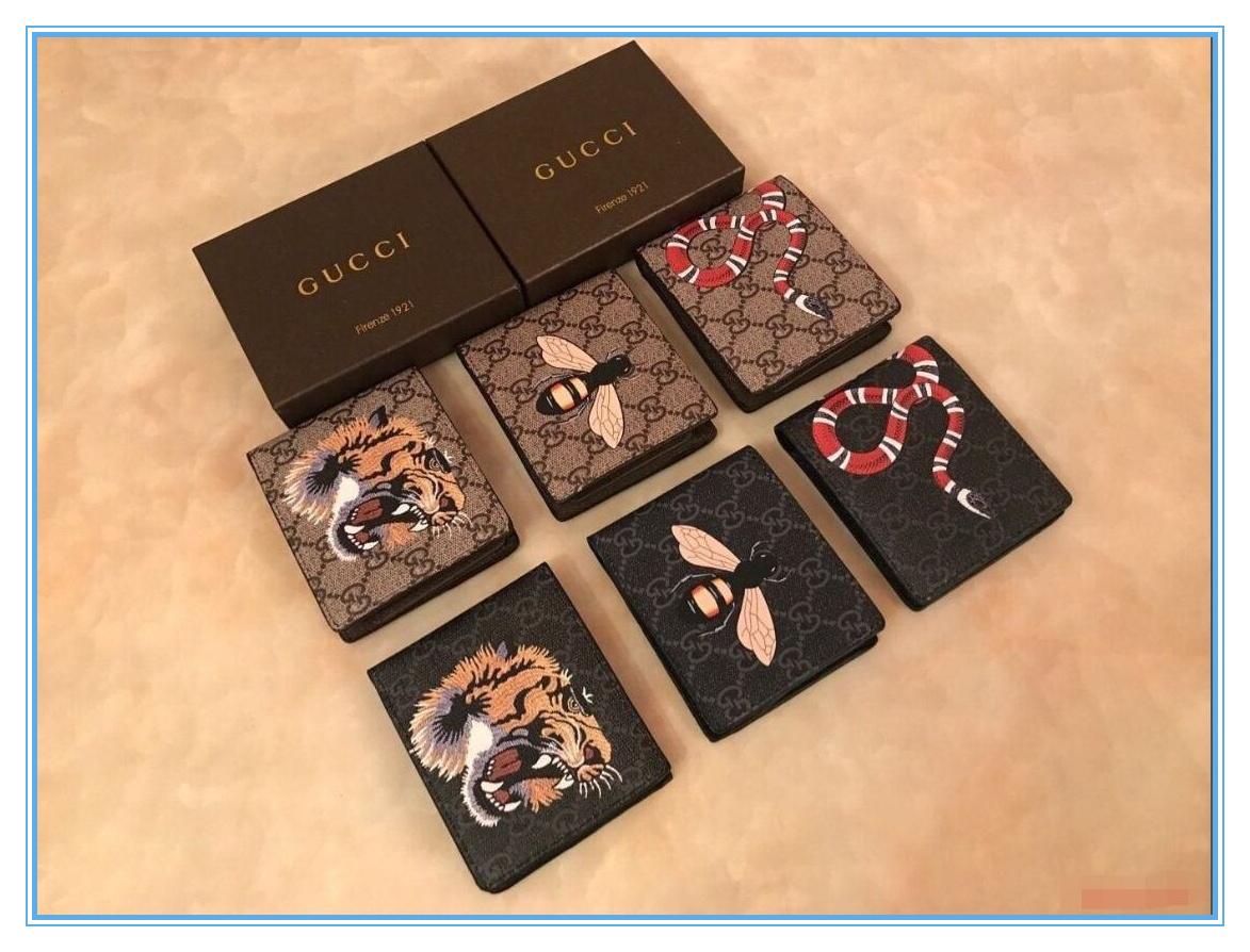 Gg„Lv„Louis…Vitton„Ysl…Men Short Wallet Leather Snake Tiger Bee Wallets Women L…