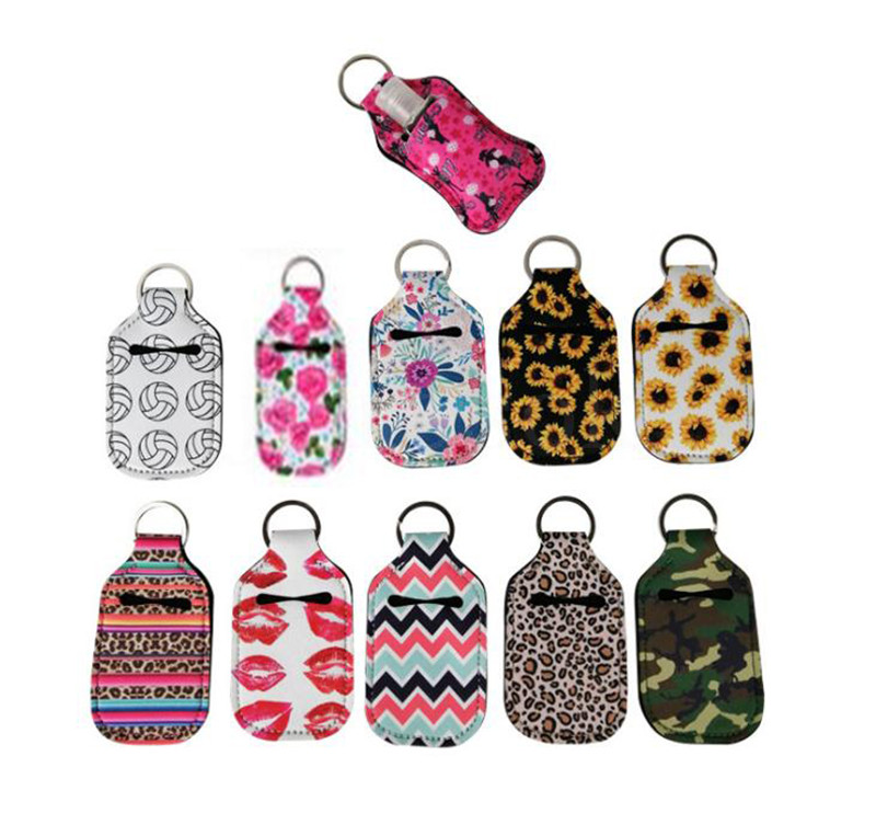 Neoprene Hand Sanitizer Bottle Holder Keychain Bags 30ml Bottles Chapstick Holder With Baseball Softball Keychains Party Favor Gift da623