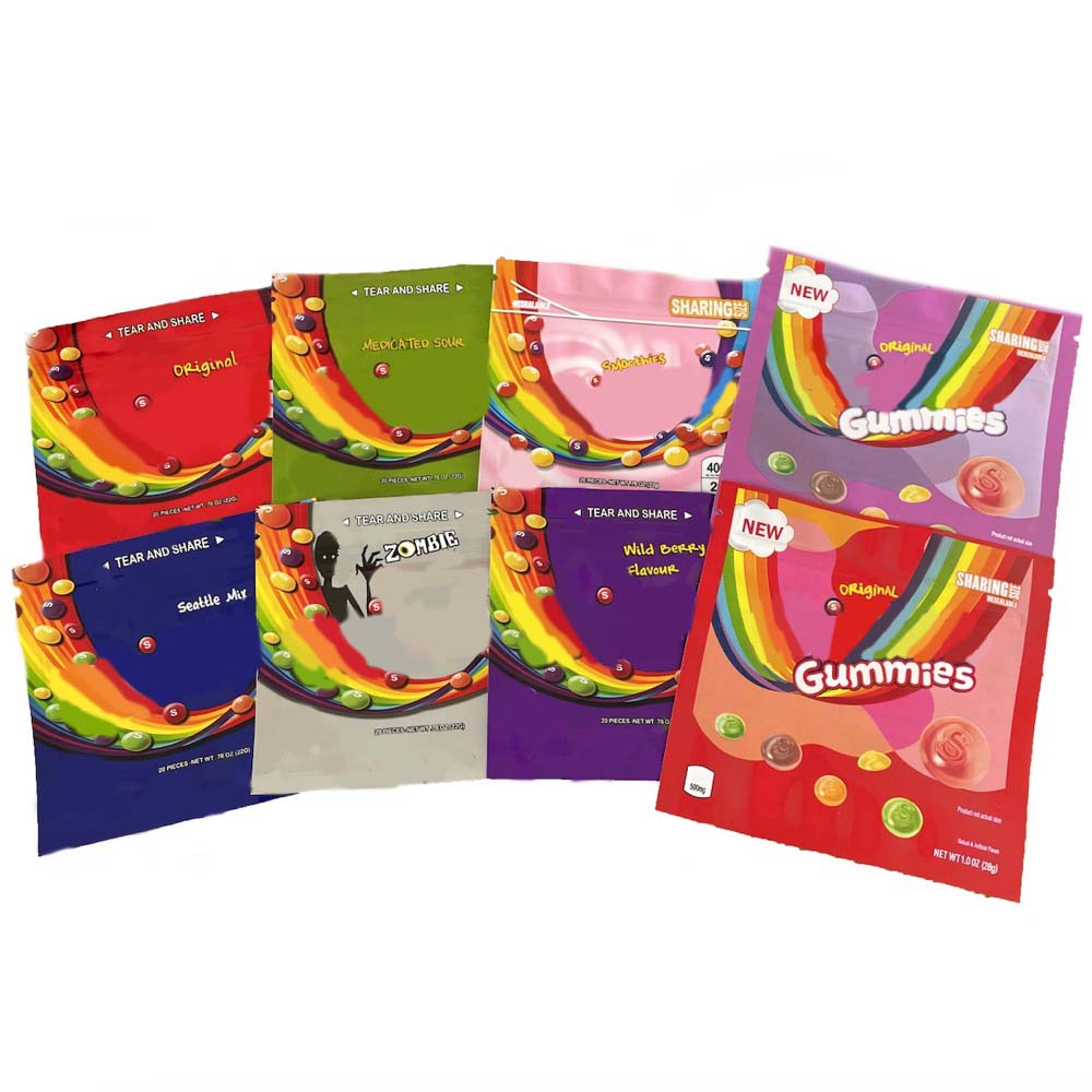 edibles gummies mylar packaging bags 8 types Sour Empty Pouch Soft Touch 400mg Rainbow candy package plastic in stock
edibles gummies mylar packaging bags 8 types Sour Empty Pouch Soft Touch 400mg Rainbow candy package plastic in stock