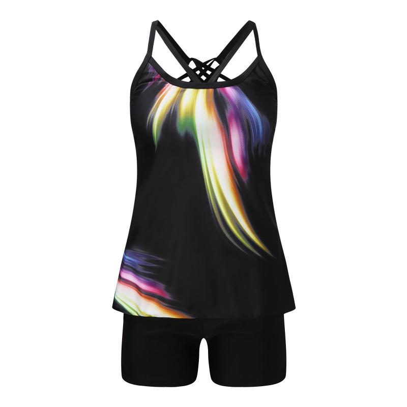 Sexy Bikini Women Plus Size Print Strappy Back Tankini Set Two Piece Swimsuits Swimdress Komplety Damskie Kostium Kapielowy #Y Women's Swimw