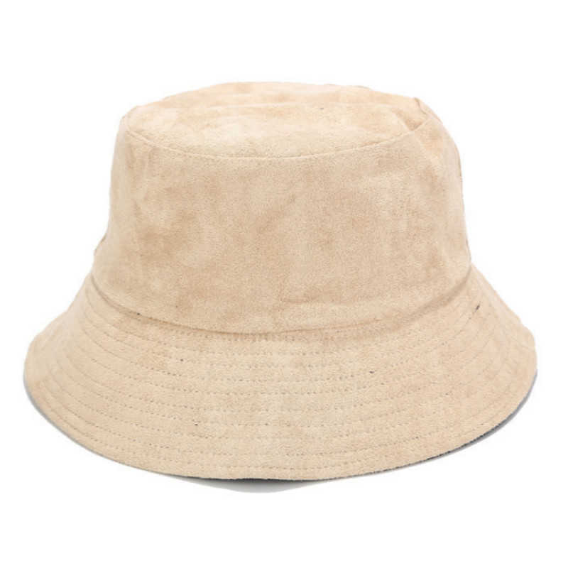 Blank Suede Bucket Hat Solid Spring Fall Women Hat Outdoor Sports Hiking Fishing Cap Sunscreen Fishermen Sun Hat Lady Sunhat Bob Q0805