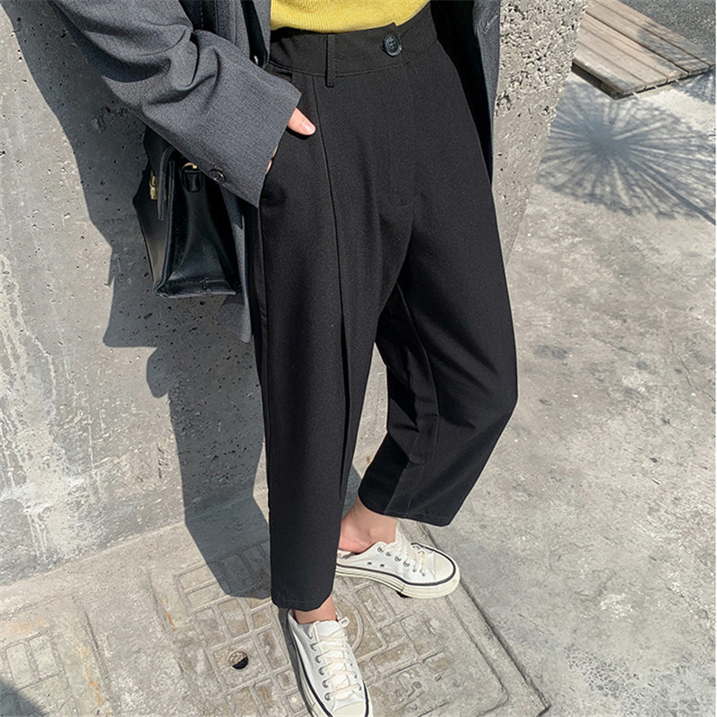 Loose High Waist Solid OL Streetwear Pants Chic Fashion Slim All Match Large Size Gentle Casual Trousers 210421