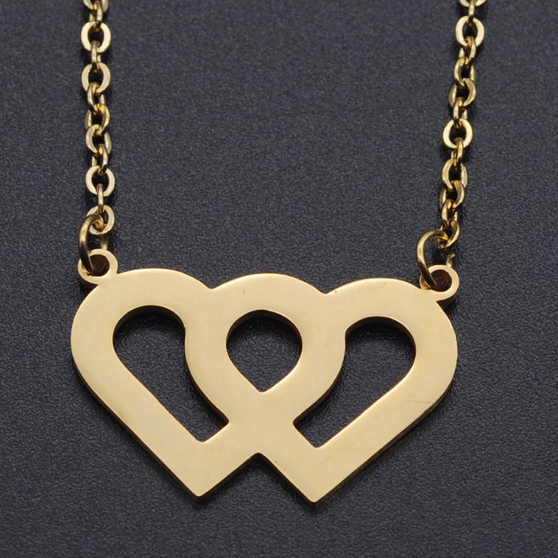 Pendant Necklaces Double Hearts Stainless Steel Charm Necklace For Women Drop Dainty Fashion Jewelry Wholesale
Pendant Necklaces Double Hearts Stainless Steel Charm Necklace For Women Drop Dainty Fashion Jewelry Wholesale
