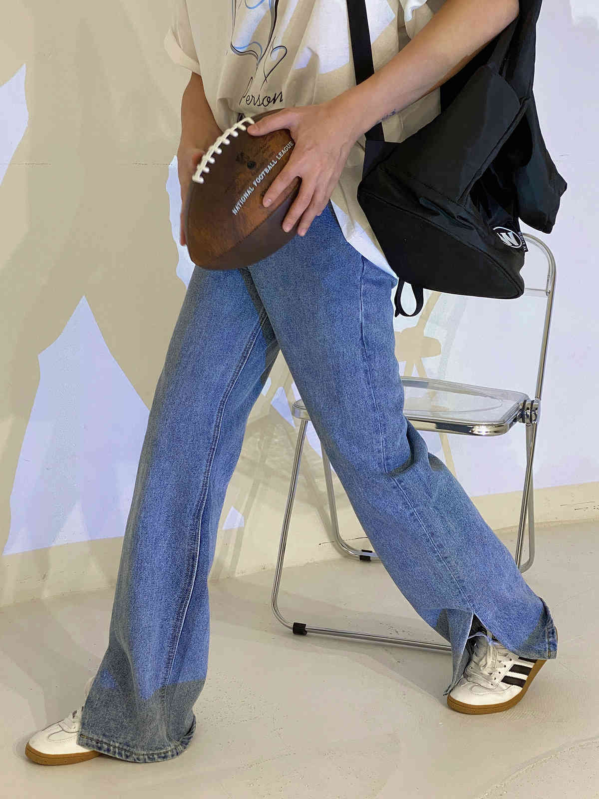 IEFB Men's Clothing High Waist Straight Split Jeans Man's Loose Spring Autumn Korean Casual Floor Dragging Wide Leg Pants 9Y6921 210524