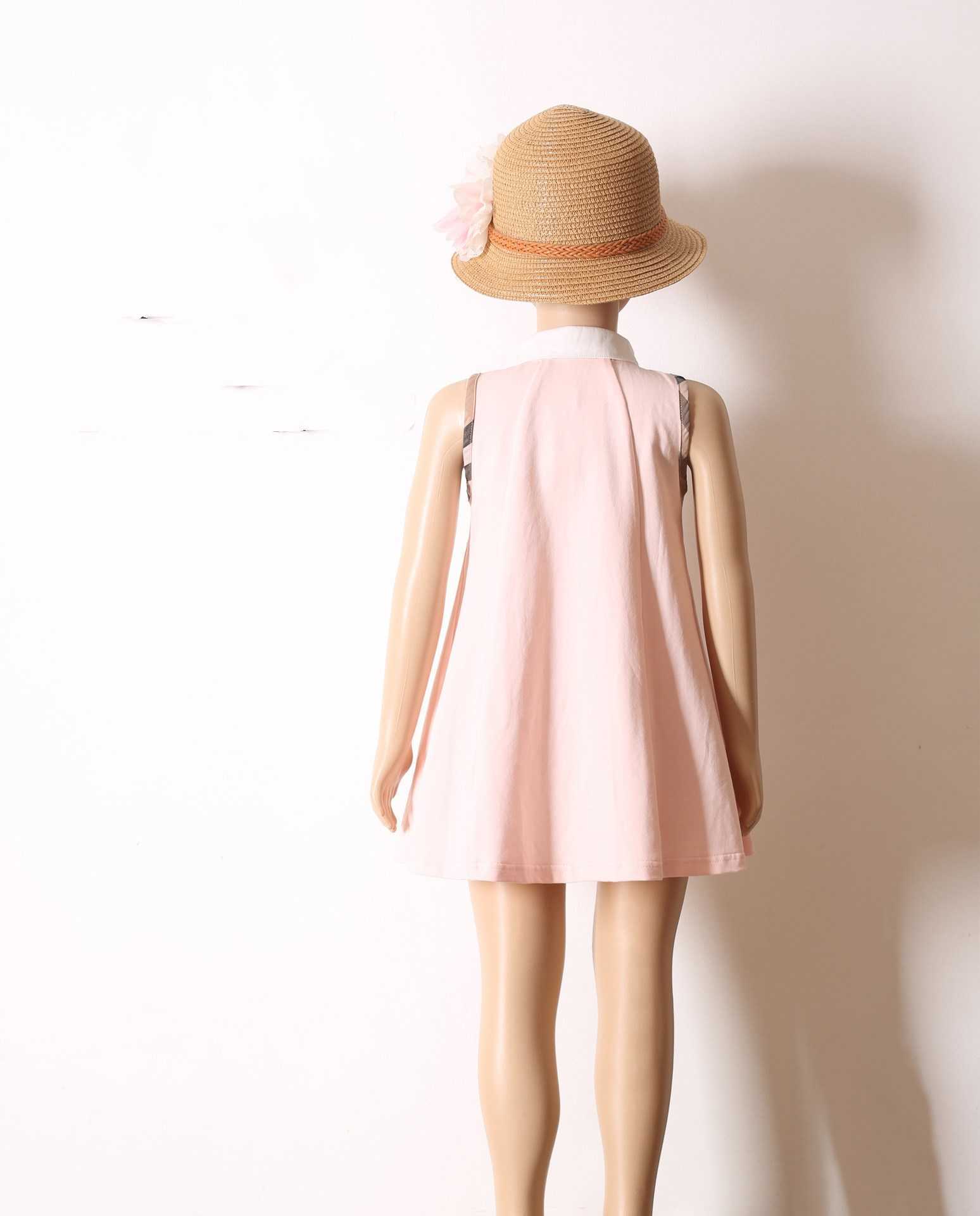 2021 Summer Baby Clothes Bebe Girls Dress Plaid Kids Stripe Style Dresses Casual Sleeveless Lapel Girls Clothes Q0716