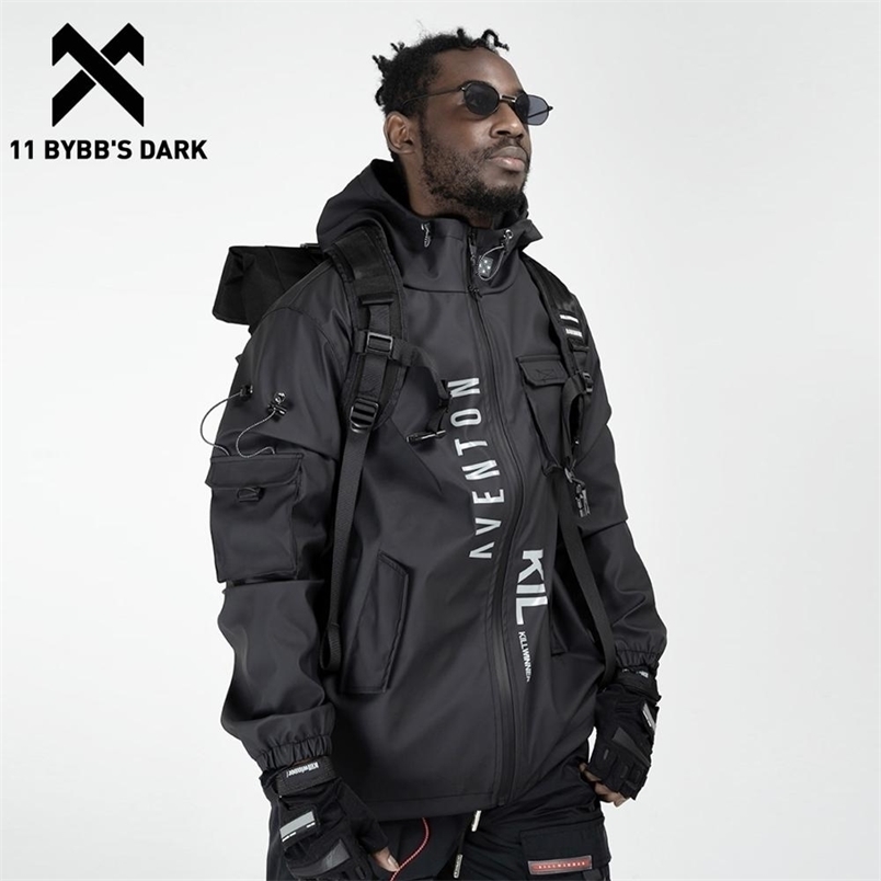 11 BYBB'S DARK Multi Pockets Cargo Jackets Men Windbreaker Hip Hop Streetwear Outdoor Techwear Jackets Harajuku Cargo Coats 210818