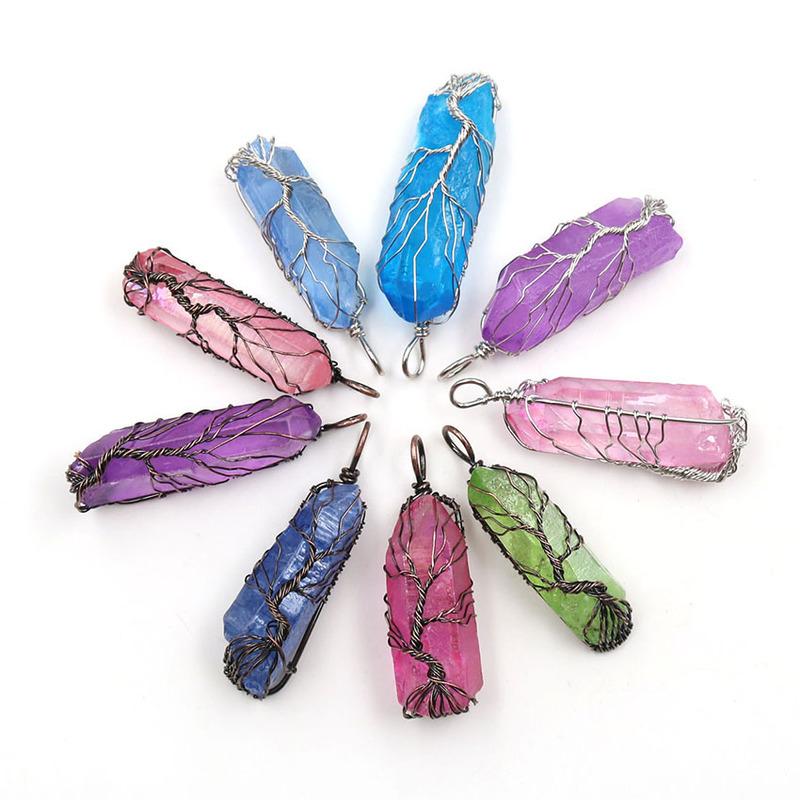 Pendant Necklaces Vintage Chakra Natural Stone Tree Of Life Quartz Necklace For Women Men Handmade Wire Wrap Long Chain Statement Jewelry
Pendant Necklaces Vintage Chakra Natural Stone Tree Of Life Quartz Necklace For Women Men Handmade Wire Wrap Long Chain Statement Jewelry