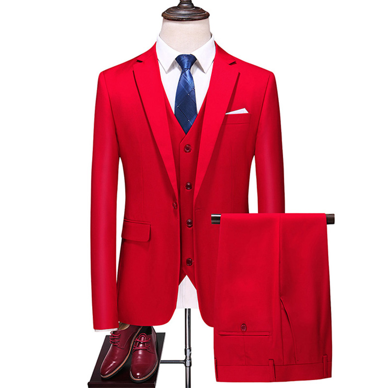 Customized men's wedding groomsmen banquet formal business three-piece suit (top + pants + vest)