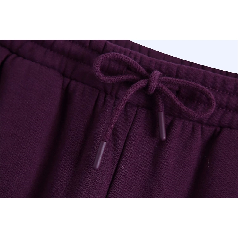 Causal Women Purple Straight Trousers Fashion Ladies Elastic High Waist Pants Streetwear Female Chic Sport 210430