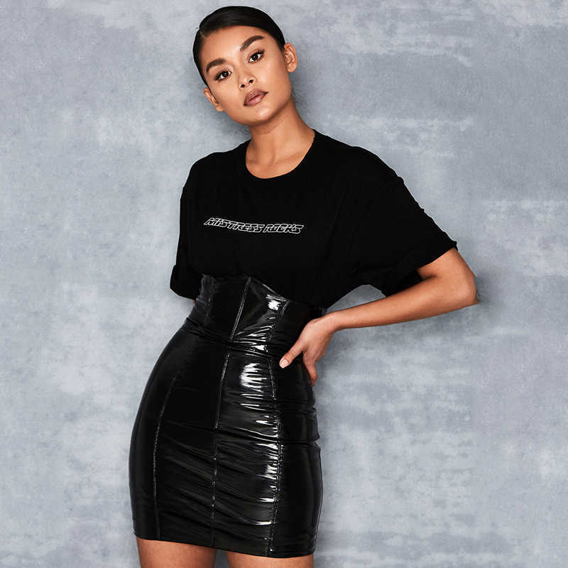 Colysmo PU Leather Sexy Skirt Solid High Waist Pencil s Womens Mini Bodycon Faldas Streetwear 210527
