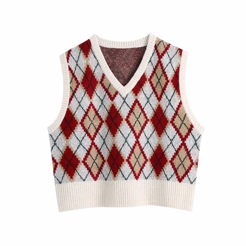 Women Fashion Diamond Check Knitted Vest Sweaters Vintage V Neck Side Vents Female Waistcoat Chic Jumper Tops 210520, Multi
Women Fashion Diamond Check Knitted Vest Sweaters Vintage V Neck Side Vents Female Waistcoat Chic Jumper Tops 210520, Multi