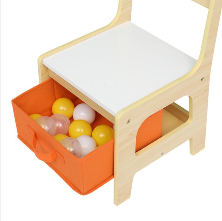 Dining Room Furniture Children's Wooden And Chair Set With Two Storage Bags (One Table &Two desk)