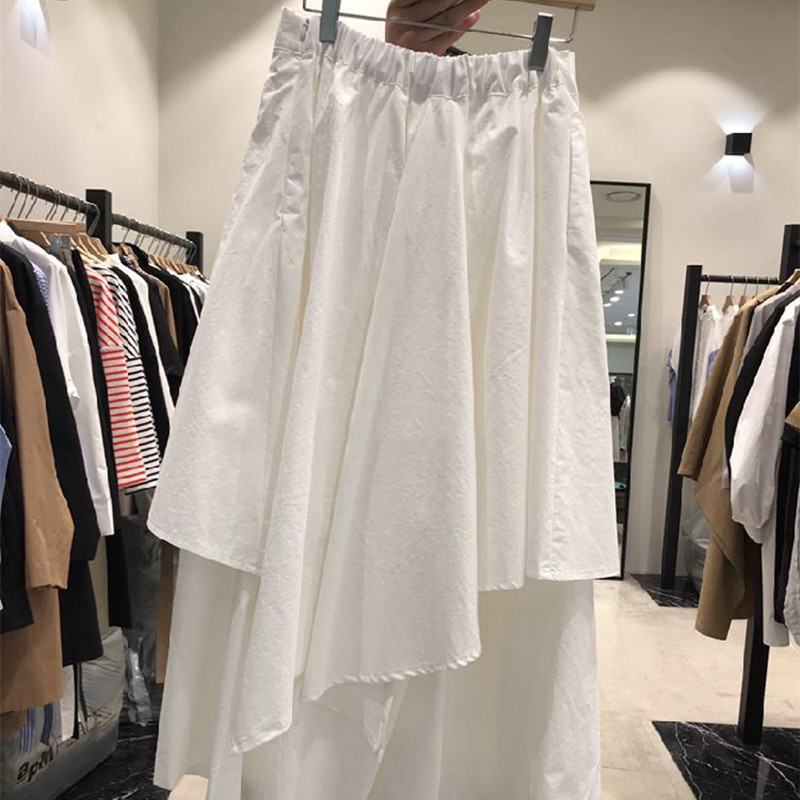 Nomikuma Irregular High Waist Elegant Skirts Causal A-line Mid-calf Women Skirts Spring New Solid Faldas Mujer Moda 6F509 210427