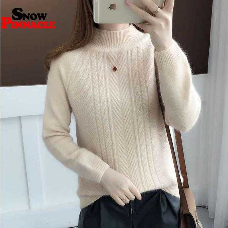 Women knitted sweater Autumn winter turtleneck pullovers tassel elegant female long sleeved knitwear 210524