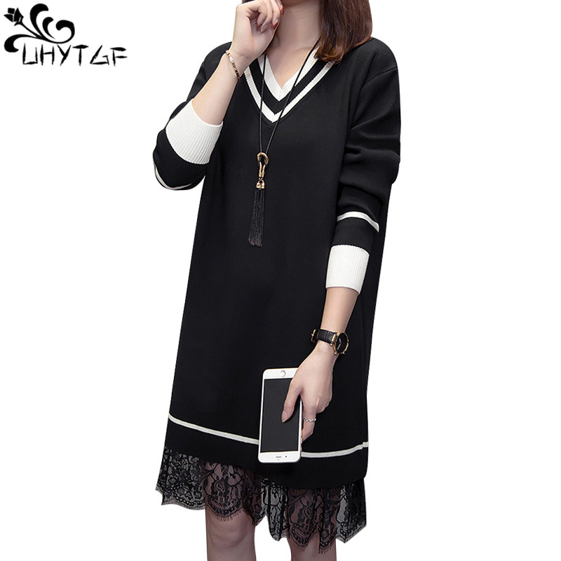 UHYTGF Women Long Sleeve Sweater Dress Womens Lace Splice Hem Plus Size Autumn Winter Dress Women Elegant Knitted Dresses X646, Apricot
UHYTGF Women Long Sleeve Sweater Dress Womens Lace Splice Hem Plus Size Autumn Winter Dress Women Elegant Knitted Dresses X646, Apricot