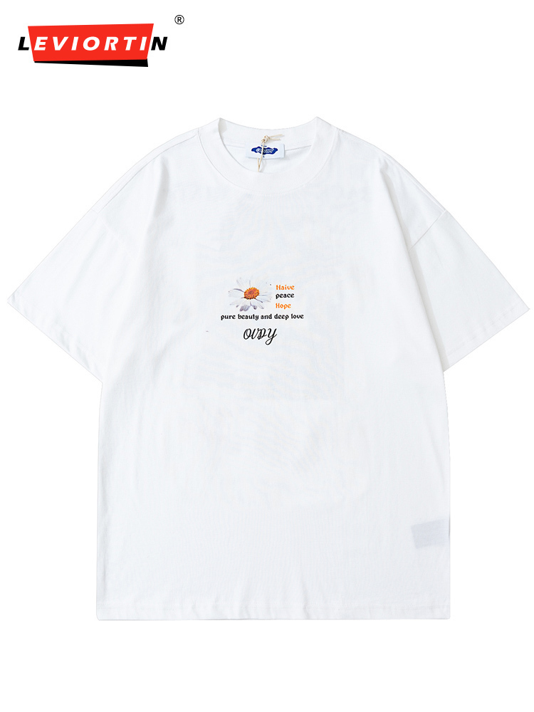 Hip Hop T-shirt Tee Men And Women CP T Shirt Pullover Cotton Streetwear Harajuku Oversized Daisy Print Tops Summer Clothes 220309