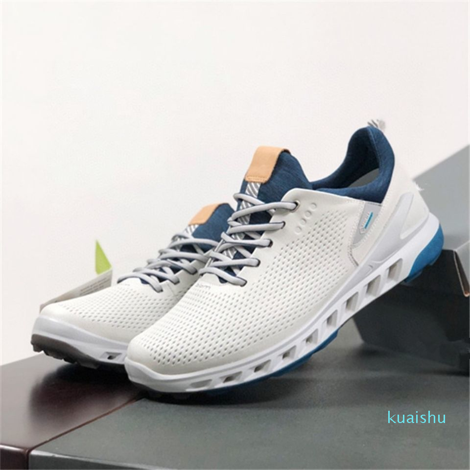Male brand leather golf sport white trainers shoes