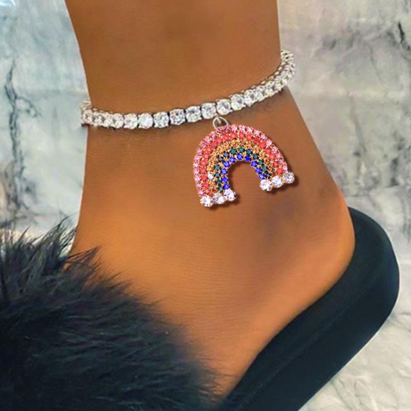 Anklets Bohemian Alloy Rhinestone Anklet Summer Vacation Beach Rainbow Pendant Boho Jewelry Tobilleras Pulsera Para Tobillo, Red;blue
Anklets Bohemian Alloy Rhinestone Anklet Summer Vacation Beach Rainbow Pendant Boho Jewelry Tobilleras Pulsera Para Tobillo, Red;blue