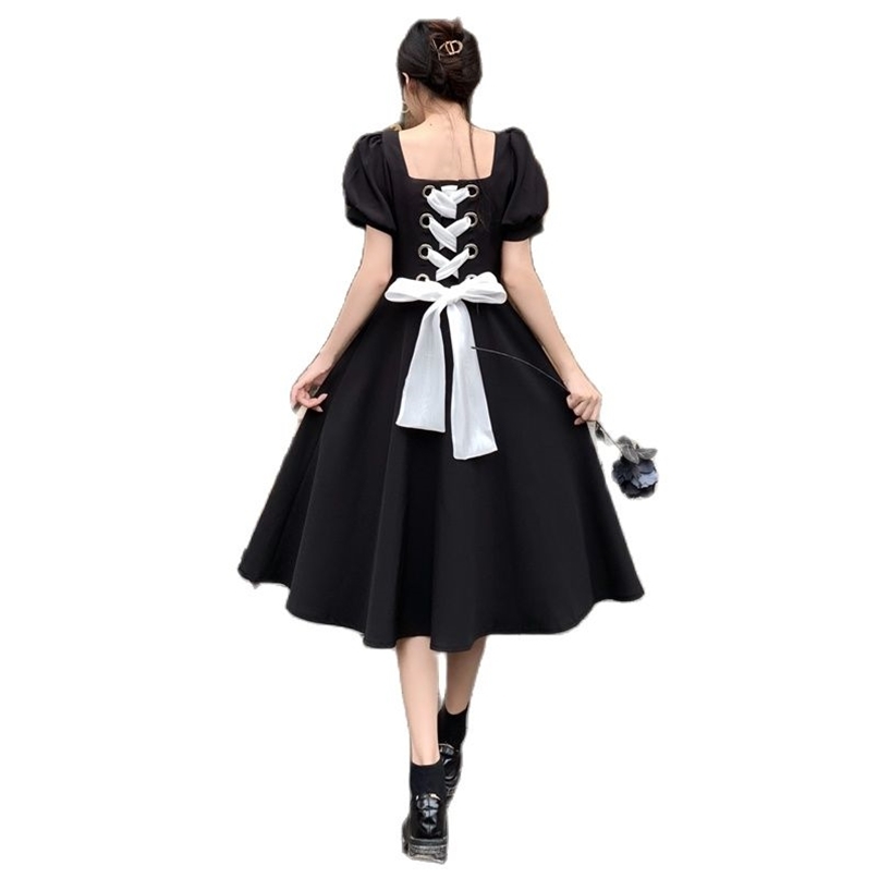 M-4XL fashion dress summer temperament retro bandage waist slimming plus size women's 210520, Black
M-4XL fashion dress summer temperament retro bandage waist slimming plus size women's 210520, Black