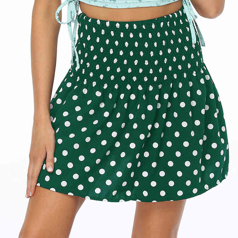 Casual dots printed Woman skirts Clothes Vintage Women's Summer Skirts Ladies Beach Floral Sexy Anime Wrap Skirt for Girls 210524