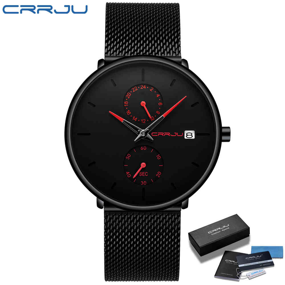 CRRJU Top Luxury Brand Men's Analog Quartz 24 Hour Date Watches Man 3ATM Waterproof Clock Men Watch Sport Full Steel Wrist Watch 210517, Red 
CRRJU Top Luxury Brand Men's Analog Quartz 24 Hour Date Watches Man 3ATM Waterproof Clock Men Watch Sport Full Steel Wrist Watch 210517, Red