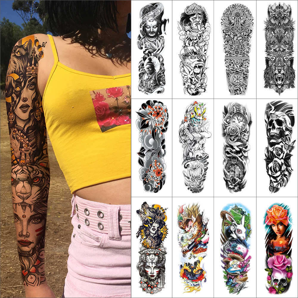 Temporary waterproof full tattoo sticker Fish skulls flowers Tiger dragon Full art fake tattoos for men women arm thigh
Temporary waterproof full tattoo sticker Fish skulls flowers Tiger dragon Full art fake tattoos for men women arm thigh