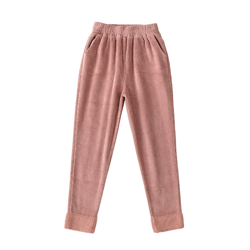 Pants Women Harajuku Ropa Invierno Mujer Cotton Corduroy Ankle-Length Plus Size Loose Drawstring Solid 210428