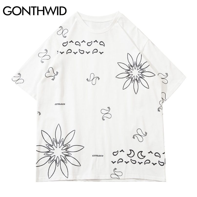 T-Shirts Men Hip Hop Streetwear Bandana Paisley Flower Pattern Short Sleeve Tees Cotton Harajuku Casual Loose Tops Male 210602, White
T-Shirts Men Hip Hop Streetwear Bandana Paisley Flower Pattern Short Sleeve Tees Cotton Harajuku Casual Loose Tops Male 210602, White