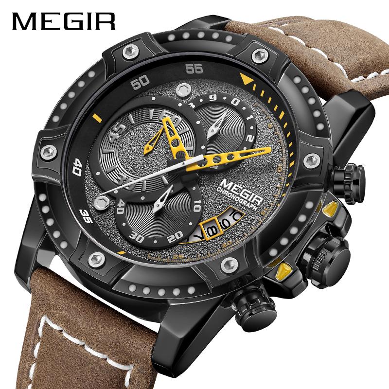 Wristwatches MEGIR Creative Wristwatch Man Watch Waterproof Leather Mens Watches Top Chronograph Sport Relogio Masculino, Slivery;brown
Wristwatches MEGIR Creative Wristwatch Man Watch Waterproof Leather Mens Watches Top Chronograph Sport Relogio Masculino, Slivery;brown