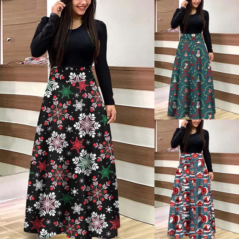 Casual Dresses Women 2021 Christmas Maxi Dress Long Sleeve Patchwork Ladies Printed O-neck Plus Size Roupas Femininas D5
Casual Dresses Women 2021 Christmas Maxi Dress Long Sleeve Patchwork Ladies Printed O-neck Plus Size Roupas Femininas D5