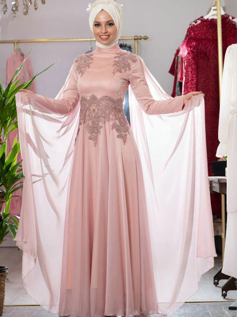 Pink High Neck Muslim Long Sleeves Evening Dresses with Wraps Floor Length Satin Appliqued Kaftans Formal Prom Gowns, Daffodil
Pink High Neck Muslim Long Sleeves Evening Dresses with Wraps Floor Length Satin Appliqued Kaftans Formal Prom Gowns, Daffodil