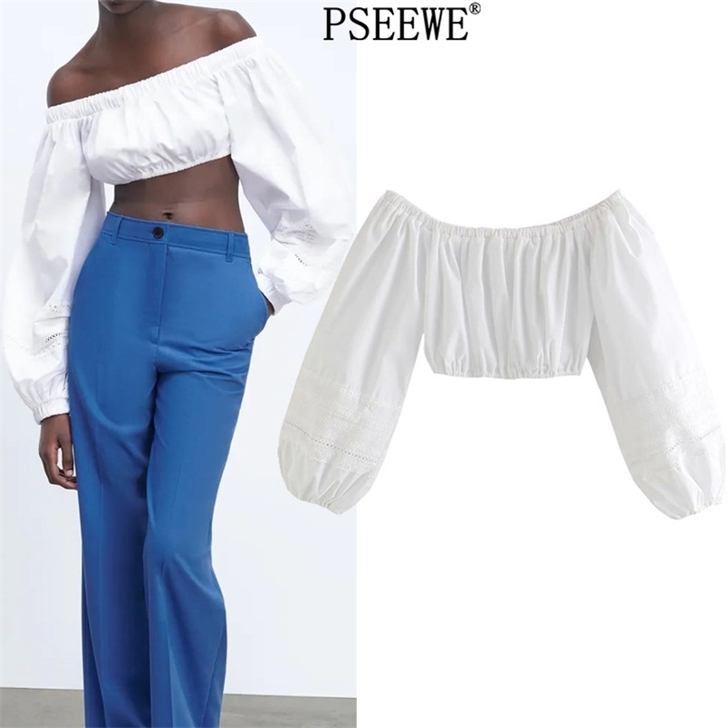 White Woman Blouse Summer Off Shoulder Crop Top Women Cutwork Embroidery Long Puff Sleeve Sexy Ladies Tops 210519
White Woman Blouse Summer Off Shoulder Crop Top Women Cutwork Embroidery Long Puff Sleeve Sexy Ladies Tops 210519