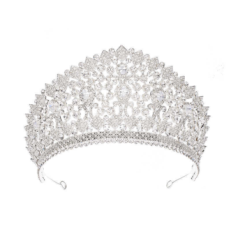 Queen Big Crown Crystal Bridal Jewelry Tiaras Baroque Rhinestone Pageant Diadem Dubai Jewelry Party Weddings Hair Accessories X0625