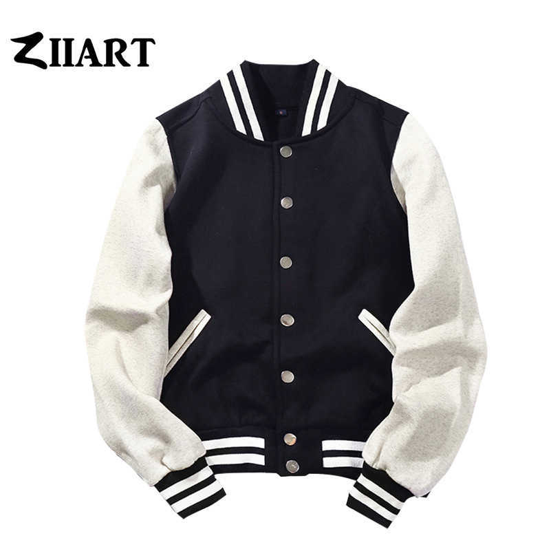 Man Boys Baseball jackets S 3XL Wine Red Black Royal Blue Red Navy Blue Couple Clothes Autumn Winter ZIIART 210818
