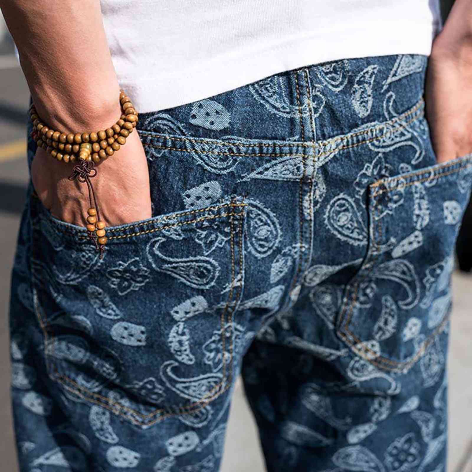Trendy Men Plus Size Jeans Loose Baggy Casual Denim Pants Straight Trousers Hiphop Harem Streetwear Clothing 211108