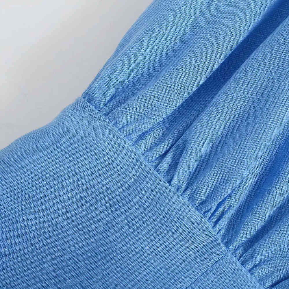 BBWM Women Jumpsuits Rompers Summer Vintage Casual Blue V-neck Overalls Jumpsuit Sleeveless Wide Leg Loose Jumpsuit 210520