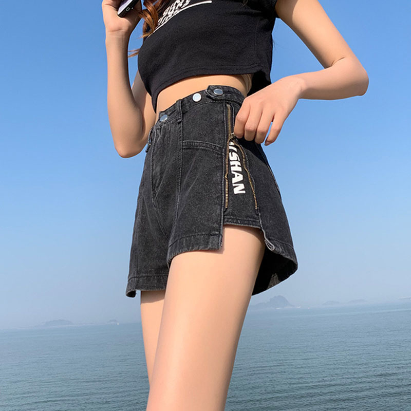 EXCELLENT QUALITY est denim shorts women's summer loose wide-leg net red ins straight high waist slim fashion trend s 210521