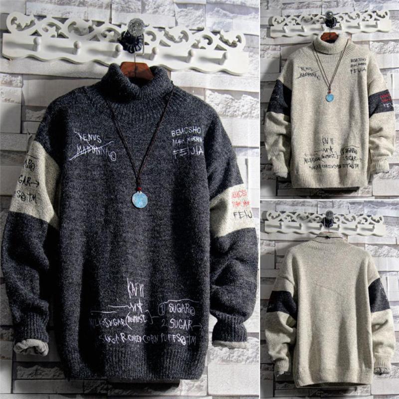 Men's Sweaters Men Turtleneck Sweater Fashion Loose Letter Printing Pullover Autumn Winter Warm Knitted Long Sleeve Tops Male Clothes, White;black
Men's Sweaters Men Turtleneck Sweater Fashion Loose Letter Printing Pullover Autumn Winter Warm Knitted Long Sleeve Tops Male Clothes, White;black