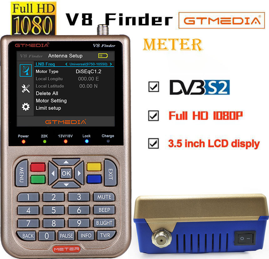 GTmedia V8 Finder Meter DVB-S2/S2X Satellite Finder satfinder better than freesat V8finder Digital Sat locator
GTmedia V8 Finder Meter DVB-S2/S2X Satellite Finder satfinder better than freesat V8finder Digital Sat locator