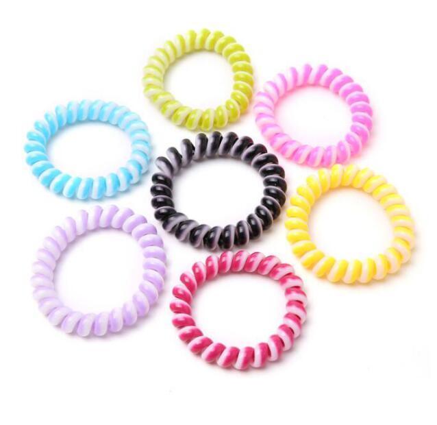 2021 Telephone Wire Cord Gum Hair Tie 6.5cm Girls Elastic Hair Band Ring Rope Candy Color Bracelet Stretchy Scrunchy