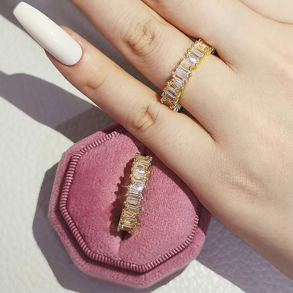 Choucong Sterg Sier Princess Cut Multicolor CZ Eternity Ring