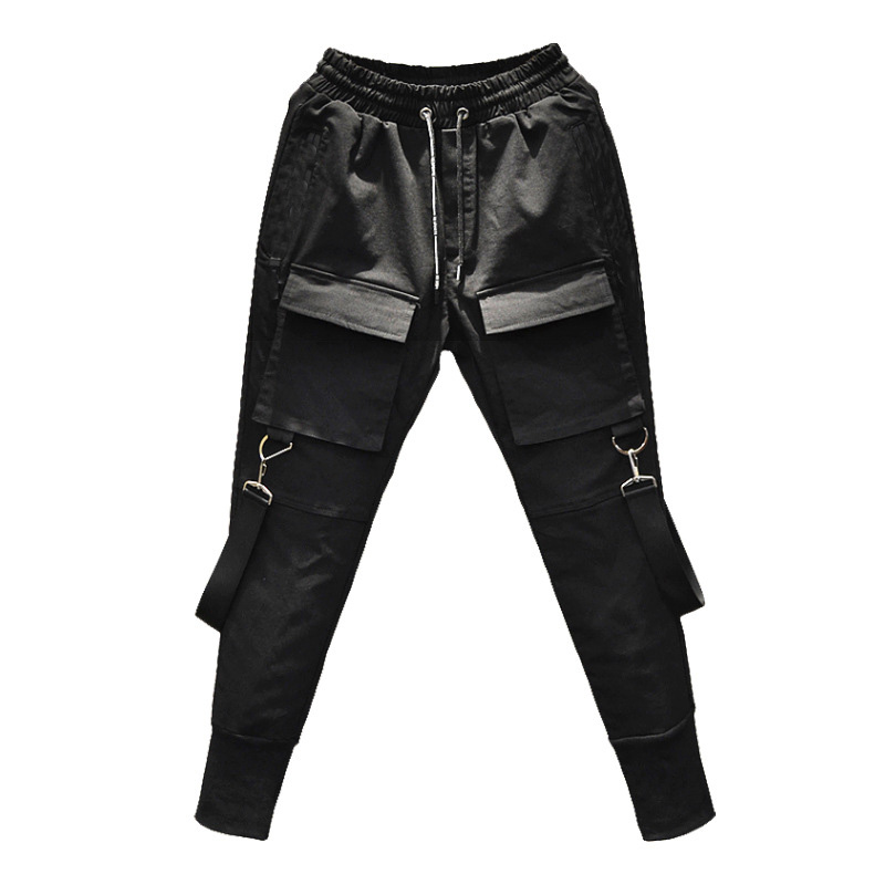 Fashion Autumn Hip Hop Cargo Pants Men Joggers Harem Harajuku Streetwear Casual Multi-pockets Trousers Male Balck
