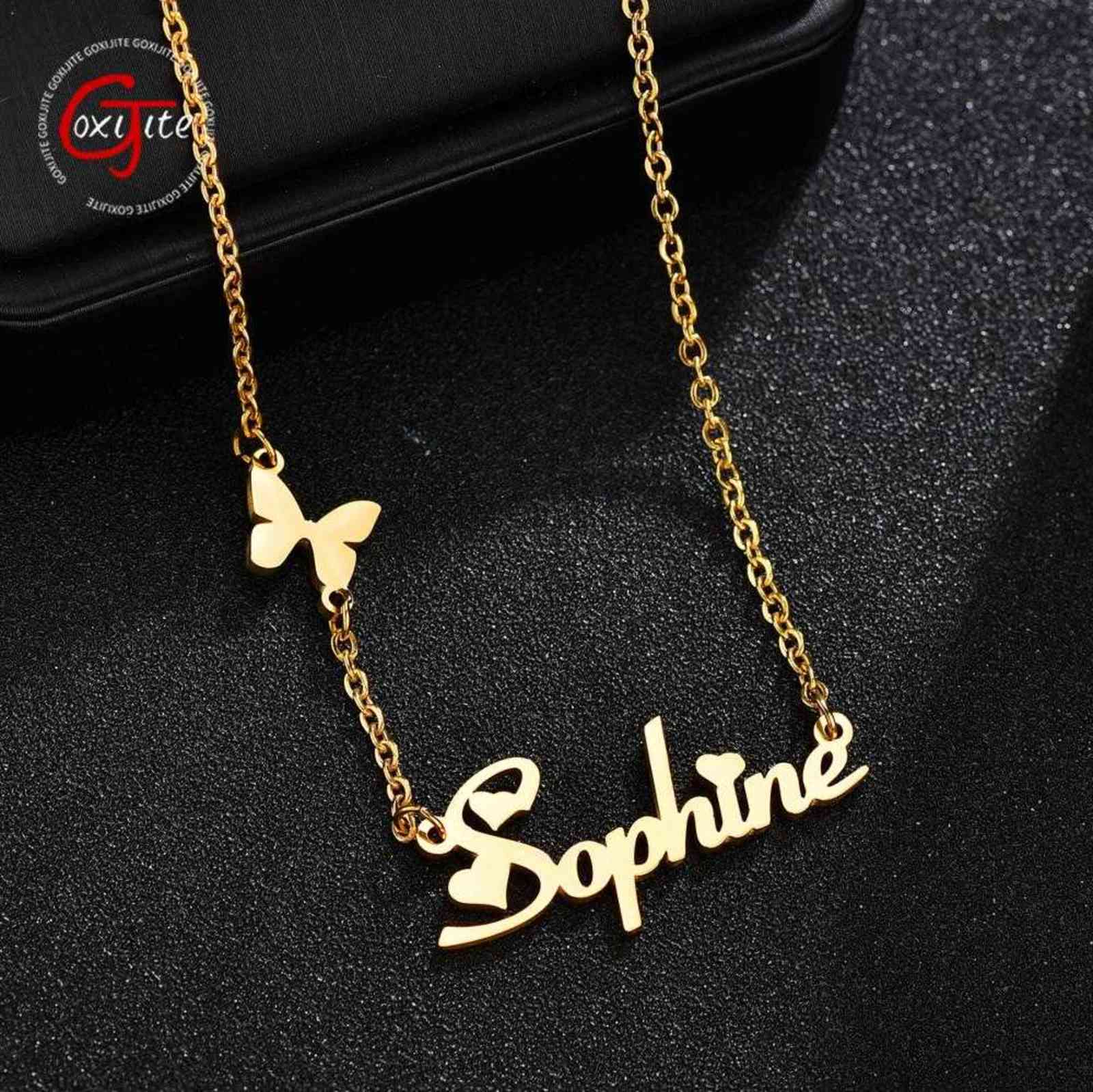 Goxijite Fashion Custom Stainless Steel Name Necklace With Butterfly For Women Personalized Letter Gold Choker Necklace Gift
Goxijite Fashion Custom Stainless Steel Name Necklace With Butterfly For Women Personalized Letter Gold Choker Necklace Gift