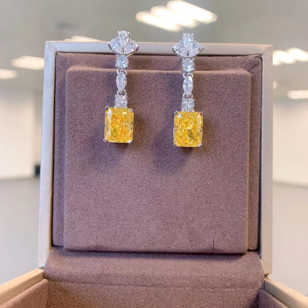 Handmade Topaz Diamond Dangle Earring Original 925 sterling silver Jewelry Party Wedding Drop Earrings for Women Jewelry Gift