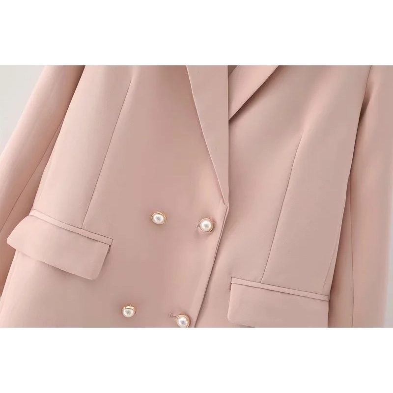 pink women slim long blazer jackets fashion ladies casual suits vintage female elegant blazers girls chic suit 210527